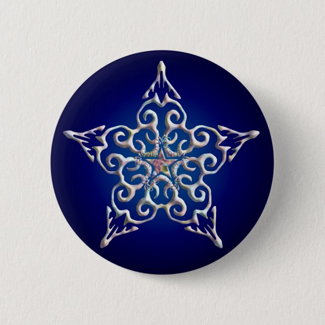 Blue Iridescent Star Button (Front)