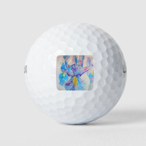 Blue Iris Art floral Watercolor Design Golf Balls