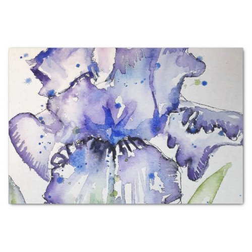 Blue Iris Art floral Watercolor Flower Art Tissue Paper