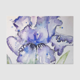 Blue Iris Art floral Watercolor Flower Art Tissue Paper