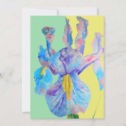 Blue Iris Art Watercolour Birthday Invitation