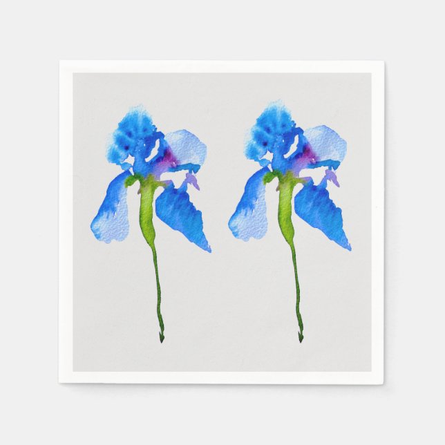 Blue iris blossom art homeware napkins (Front)