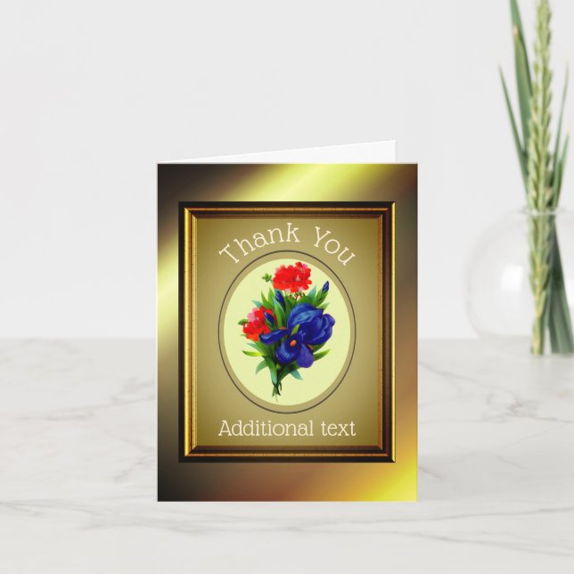 Blue Iris Bouquet Personalized Thank You Card (Front)