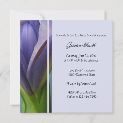 Blue Iris Bridal Shower Invitation