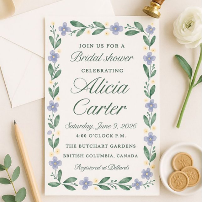Blue Iris Bridal Shower Invitations - Editable (Creator Uploaded)