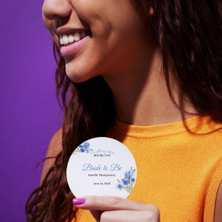 Blue Iris Bride to Be Something Blue Bridal Shower Classic Round Sticker