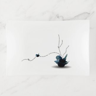 Blue iris chic floral modern vibrant poem art trinket tray