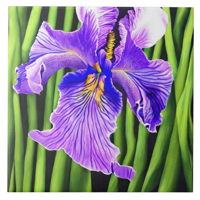 Blue Iris Decorative Ceramic Tiles (Front)