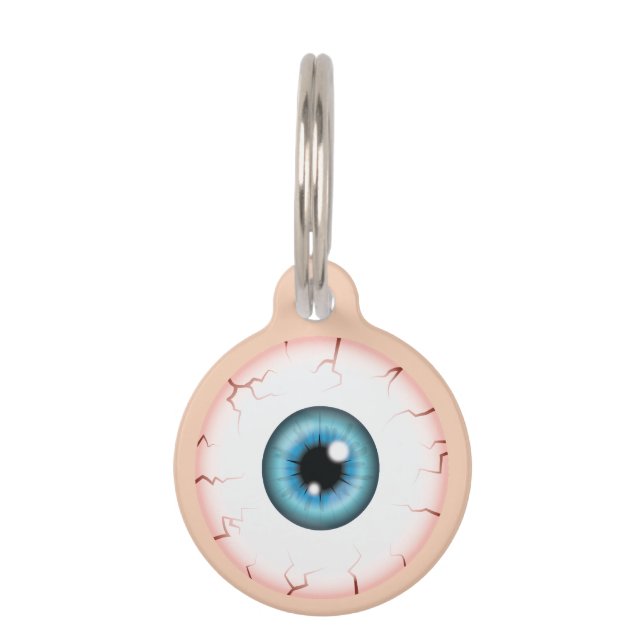 Blue Iris Eyeball Bloodshot Eye Halloween Eyeball Pet ID Tag (Front)