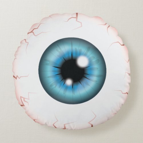 Blue Iris Eyeball Scary Bloodshot Halloween Eye Round Pillow