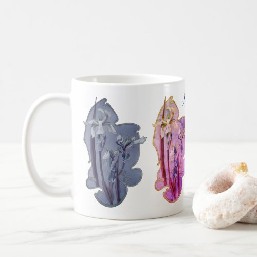 Blue Iris Floral Art 2 Personalized  Coffee Mug