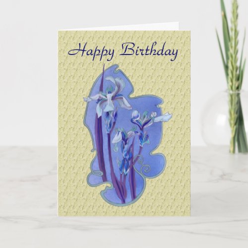 Blue Iris Floral Design Birthday Card