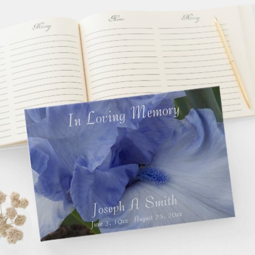 Blue Iris Floral Memorial Service Guest Book