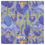 Blue Iris Floral Pattern Fabric