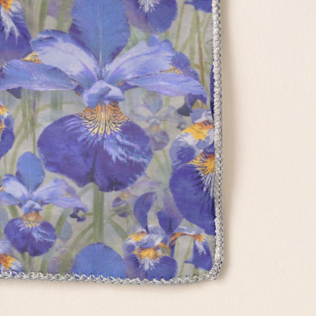 Blue Iris Floral Pattern Scarf (Detail)