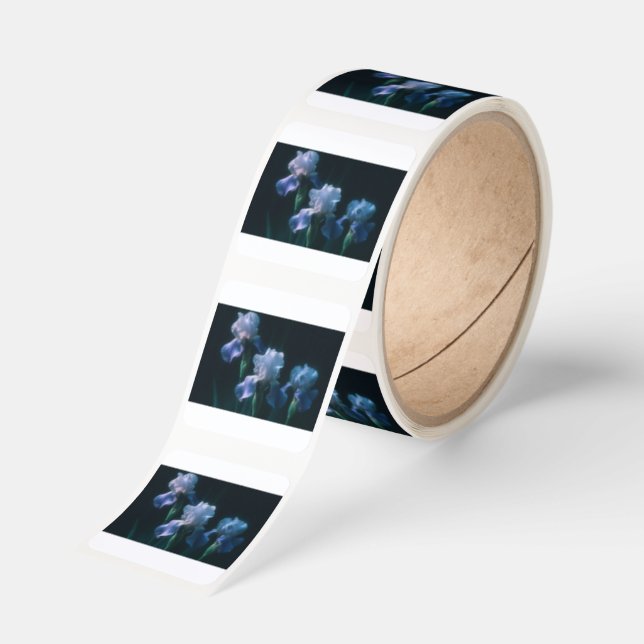 Blue Iris Floral Wall Art Poster Square Sticker (Roll)