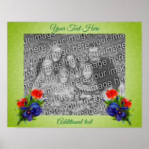 Blue Iris Flower Add Your Photo Personalized Poster