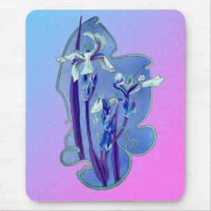 Blue Iris Flower Art Mouse Pad
