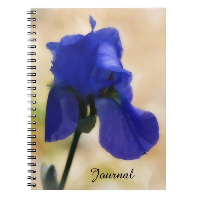 Blue Iris Flower Art Personal Journal (Front)