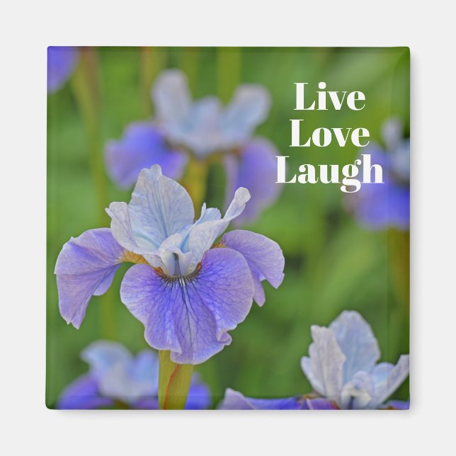 Blue Iris Flower Botanical Photograph Motivational Magnet (Front)