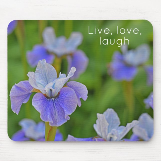 Blue Iris Flower Botanical Photograph Mouse Pad (Front)