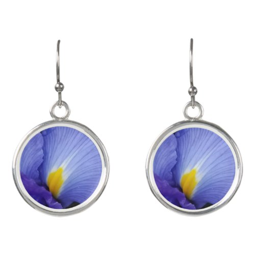 Blue Iris Flower Earrings