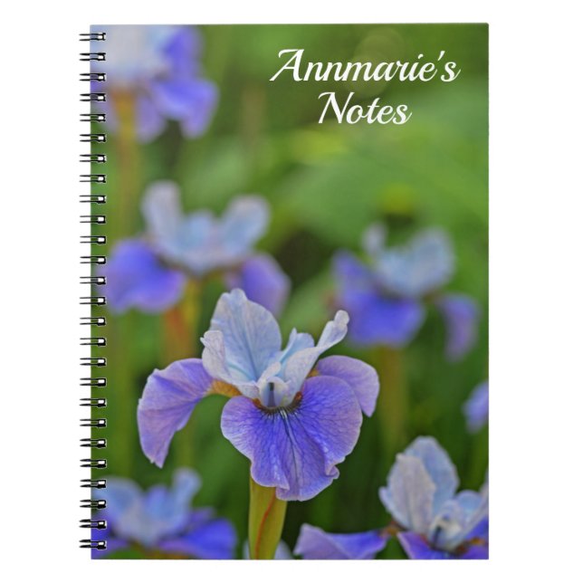 Blue Iris Flower Portrait Personal Notes Notebook (Front)