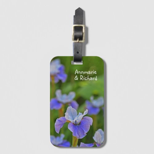 Blue Iris Flower Portrait Personalized Luggage Tag