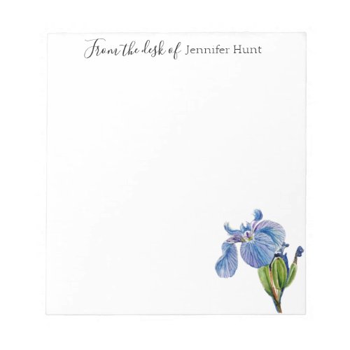Blue Iris flower watercolor Notepad