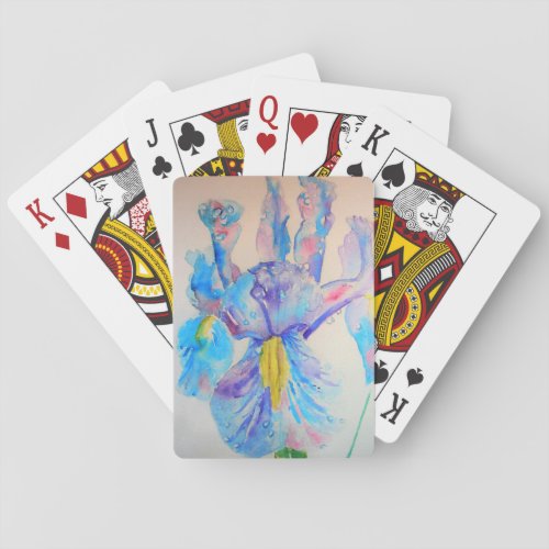 Blue Iris Flower Watercolour Playing Cards Set