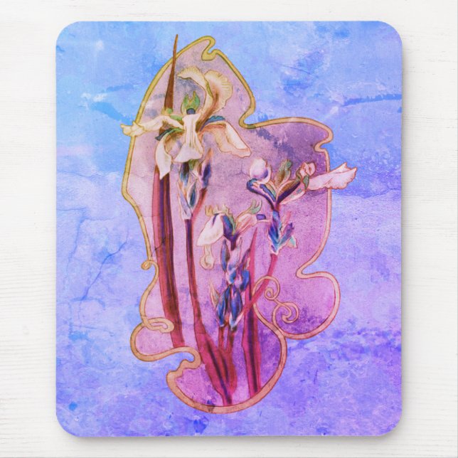 Blue Iris Flowers Art  Mouse Pad (Front)