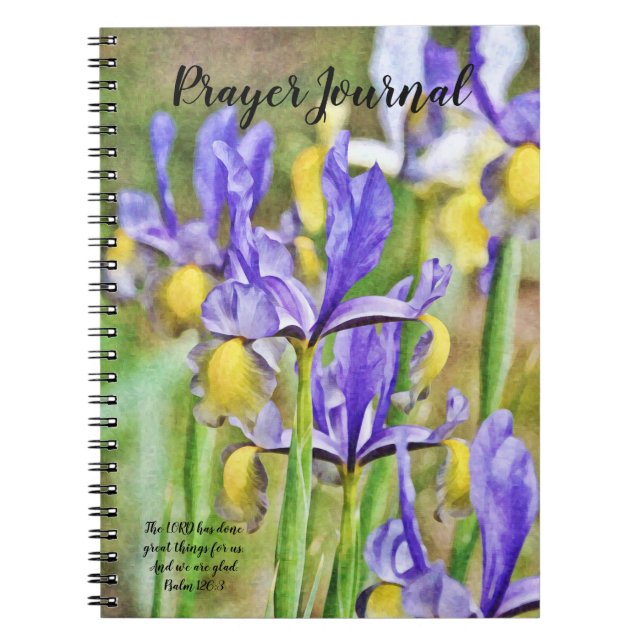 Blue Iris Flowers Bible Verse Prayer Journal (Front)