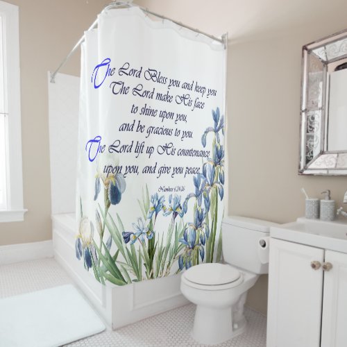 Blue Iris Flowers Blessing Floral Shower Curtain