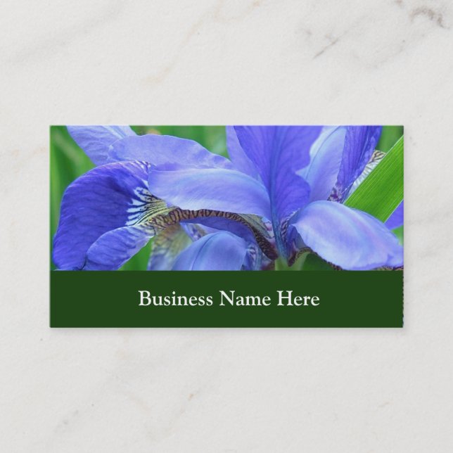 Blue iris flowers business card (Front)