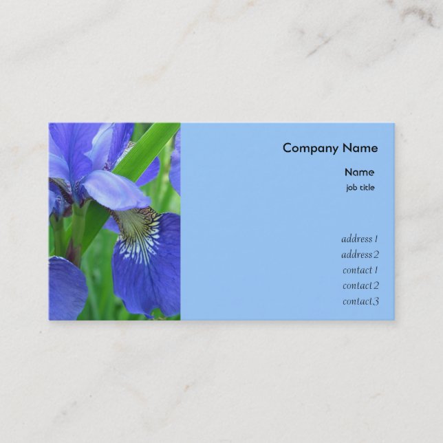 blue iris flowers business card (Front)