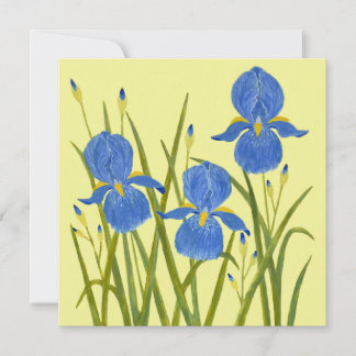 Blue Iris Flowers Flat Card