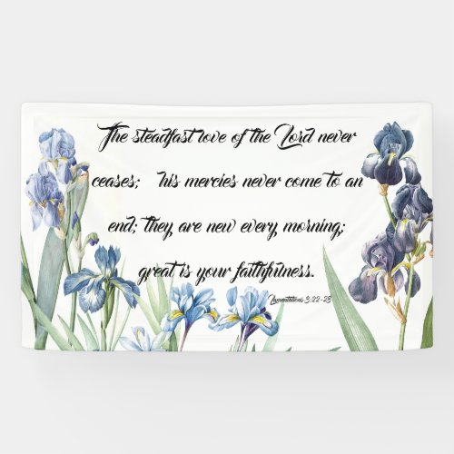 Blue Iris Flowers Gods Love Christian Banner