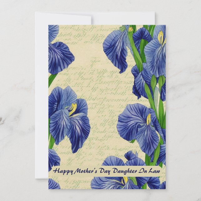 Blue Iris flowers Happy Mother’s Day Announcement (Front)