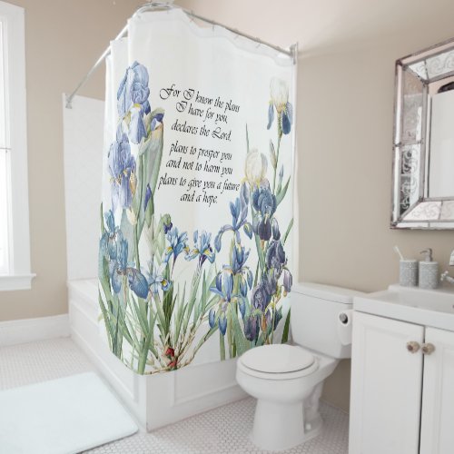 Blue Iris Flowers Promise Floral Shower Curtain