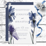 Blue Iris Flowers Wedding Invitation<br><div class="desc">Introducing our modern and elegant wedding invitation, where simplicity and sophistication come together in perfect harmony. Against a pristine white background, three navy blue watercolor long-stemmed iris flowers take center stage, their graceful forms exuding a sense of understated beauty. Dark green stems add a touch of contrast, creating a design...</div>