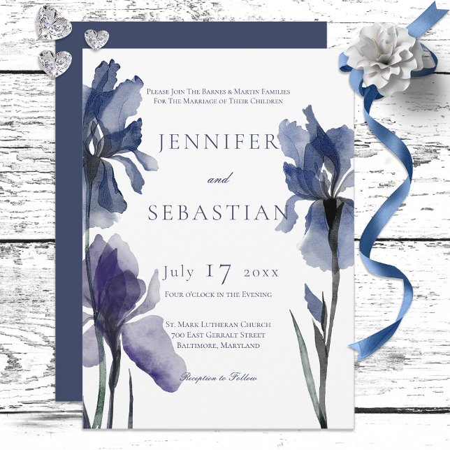 Blue Iris Flowers Wedding Invitation (Creator Uploaded)