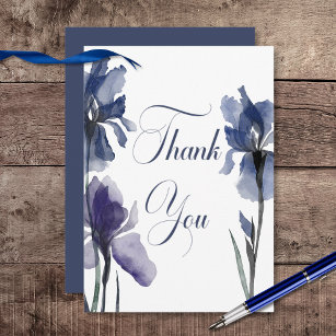 Blue Iris Flowers Wedding Thank You Card
