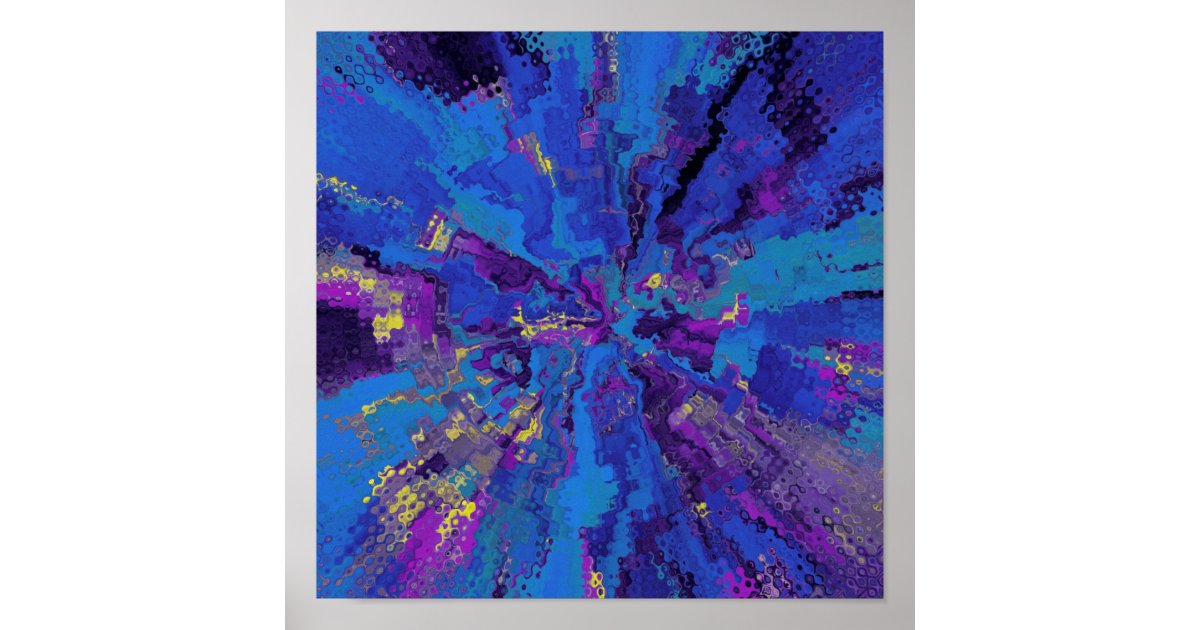 Blue Iris Fluid Pour Flower Poster Zazzle