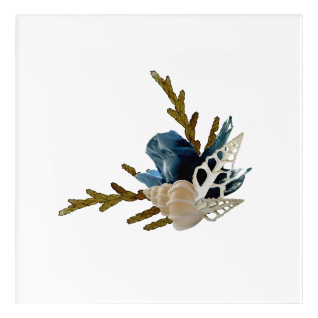 Blue iris hygge wabi sabi coastal floral  acrylic print (Front)