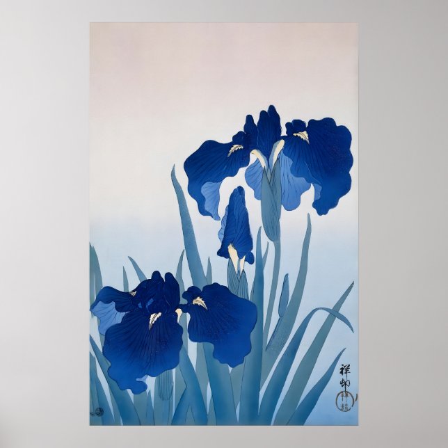 Blue Iris Japanese Fine Art Print  Floral Wall (Front)