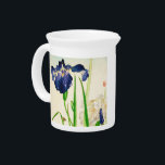 Blue Iris - Japanese watercolor print Beverage Pitcher<br><div class="desc">Vintage Japanese watercolor sketch of an iris flower - digitally enhanced print</div>