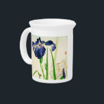 Blue Iris - Japanese watercolor print Beverage Pitcher<br><div class="desc">Vintage Japanese watercolor sketch of an iris flower - digitally enhanced print</div>