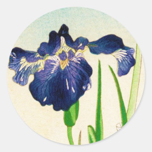Blue Iris _ Japanese watercolor print Classic Round Sticker