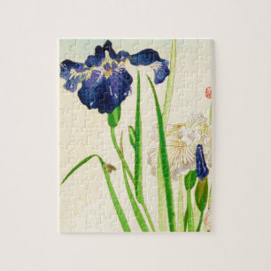 Blue Iris - Japanese watercolor print Jigsaw Puzzle
