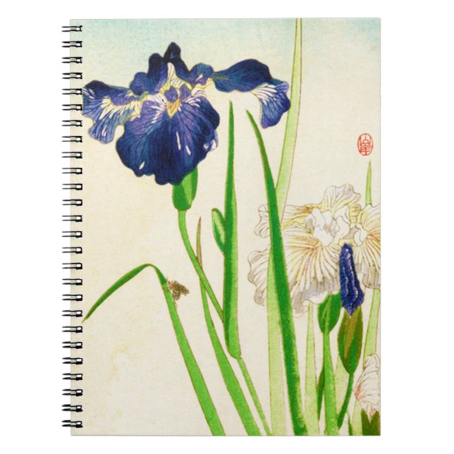 Blue Iris - Japanese watercolor print Notebook (Front)